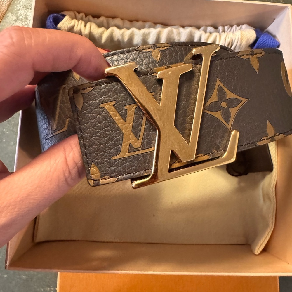 Louis Vuitton Monogram Belt with Gold Buckle